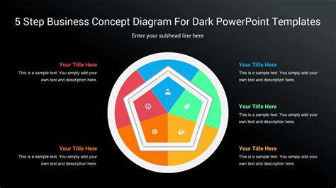5 Step Business Concept Diagram For Dark Powerpoint Templates