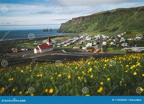 Beautiful Town Of Vik I Myrdal Iceland In Summer Stock Photo Image Of