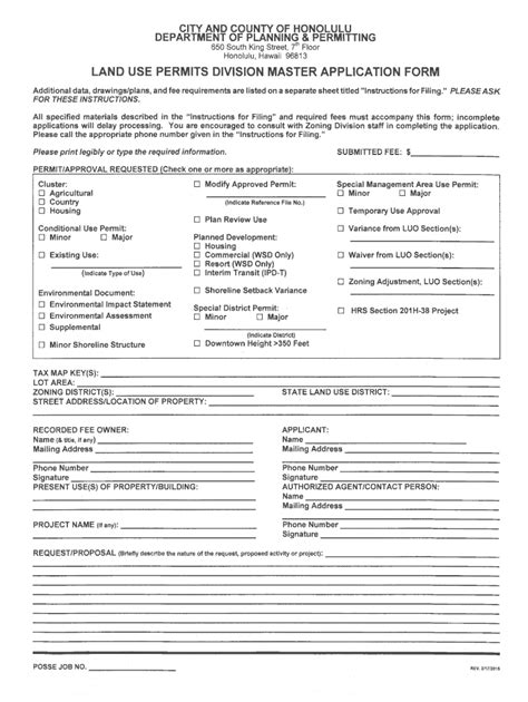 Dpp Land Use Permits Division Master Application Form Fill Online