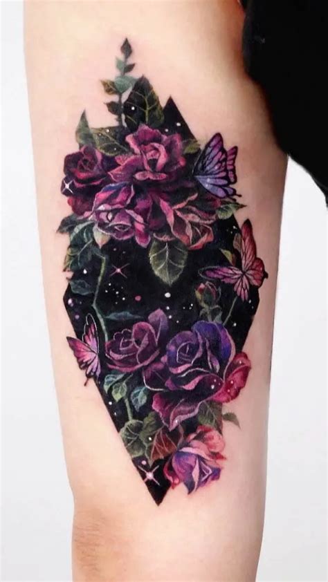 Realistic Purple Rose Tattoos