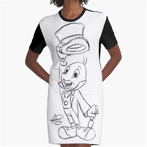 Jiminy Cricket Sketch Graphic T Shirt Dress For Sale By Apparky