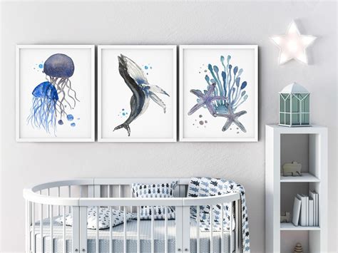 Nautical Nursery Printables Set Nautical Decor Sea Animals Etsy