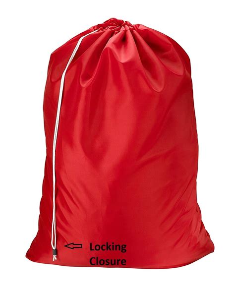 Jumbo Heavy Duty Nylon Laundry Bag Locking Drawstring Closure 30x40 Red