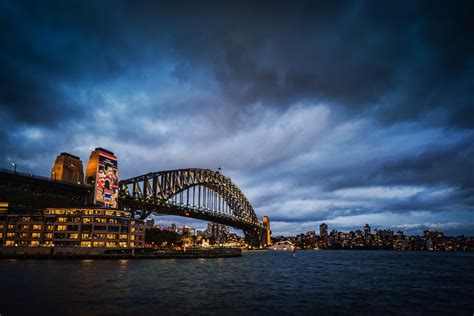 Bridge Night City Sydney Sydney Harbour Bridge Stars Sydney Harbour
