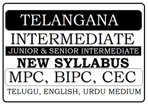 TS Intermediate Syllabus Telangana St Nd Inter Syllabus Pdf