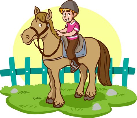 Boy Riding Horse Cartoon Vector 18807814 Vector Art At Vecteezy