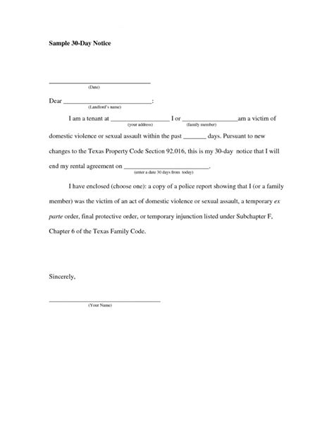 Get Our Example Of Template For 30 Days Notice To Landlord With Moving