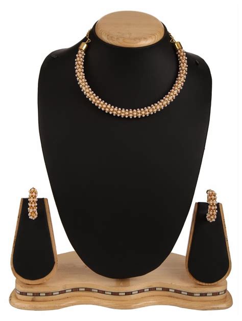 Buy Efulgenz Traditional Gold Plated White Pearl Choker Necklace Set