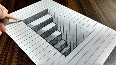 Line Paper Trick Art 3d Drawings Drawings On Lined Paper