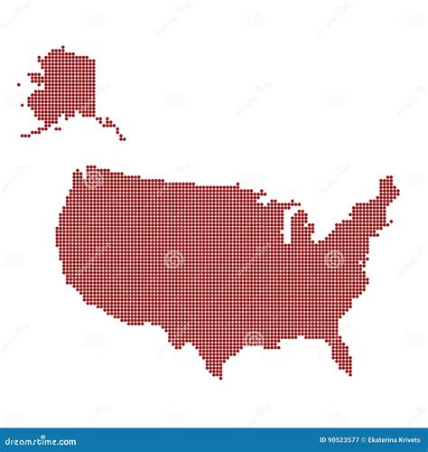 Usa Dotted Red Map Abstract United States Map Stock Vector