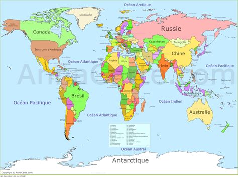 Carte Du Monde Avec Les Pays