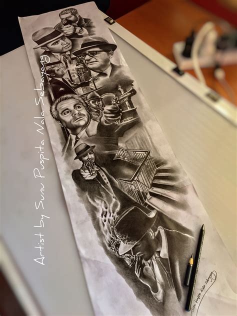 Don't forget to rate and comment if you like this gangster tattoos designs for men. Mobsters . My Artwork drawing | Tatuagem máfia, Tatuagem ...