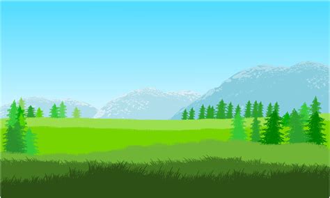 Grass Field Background Landscape Meadow Background Mountain And Sky