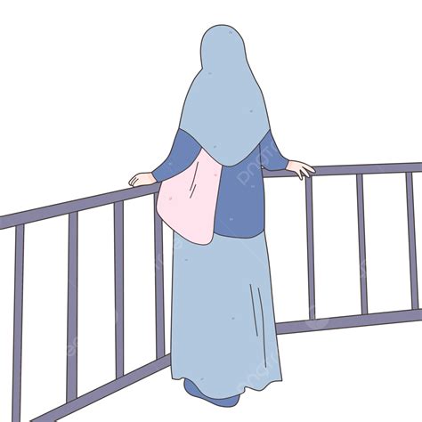 Illustration Einer Muslimischen Frau Mit Hijab Lebensstil Nach Hinten
