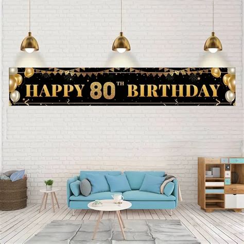 Happy 80th Birthday Banner Large Happy 80th Birthday Temu