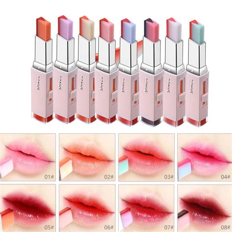 8 Colors Gradient Color Lipstick Waterproof Two Color Lipsticks Korean