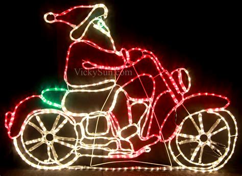 Animated 150cm Led Santa Riding Motorcycle Christmas