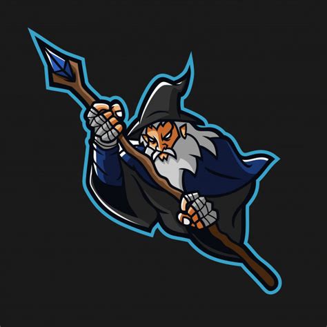 Wizard Esport Gaming Mascot Logo Template Vector Premium