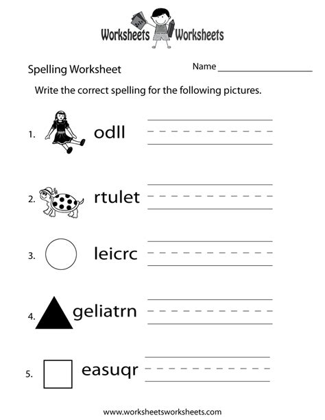 Spelling Practice Worksheet Free Printable Educational