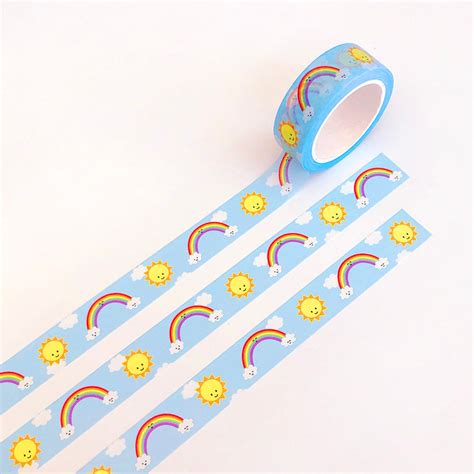 Sunshine And Rainbows Washi Tape Journaling Stationery Cute Etsy