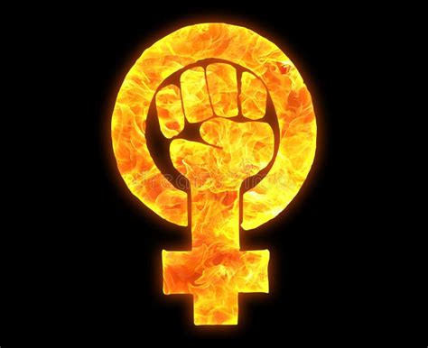 Golden Icon Of Women Empowerment Symbol Isolated On A Black Background