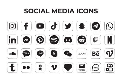 Set Of Popular Social Media Icons 21920908 Vector Art At Vecteezy