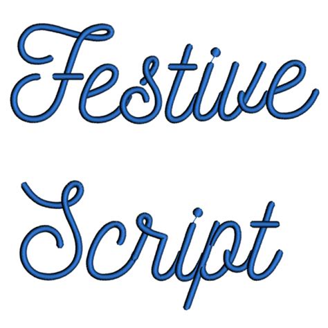 Festive Script Machine Embroidery Font Upper And Lower Case 1 2 3 Inches