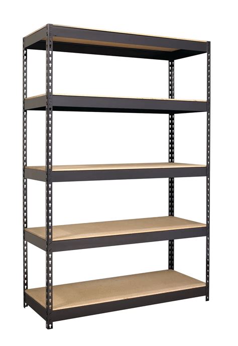 hirsh industries riveted boltless 48 w x 18 d x 72 h 5 shelf freestanding shelves black