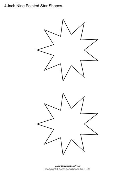 Free Printable Nine Pointed Star Templates Blank Shape Printables