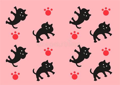 Black Cat Pattern Cartoon Style Stock Illustration Illustration Of Collection Nice 306129953