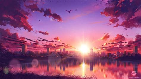 Pink Landscape Anime Wallpapers Wallpaper Cave
