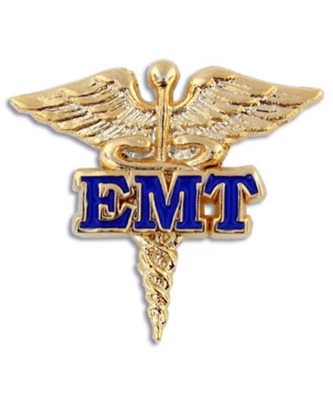 Pinmarts Emt Caduceus Gold And Blue Medical Enamel Lapel Pin Ci119pem55r