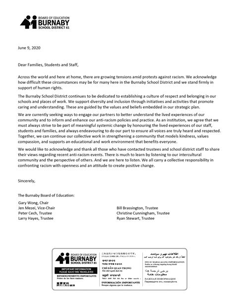 Anti Racism Letter And Resources Burnaby Schools School District