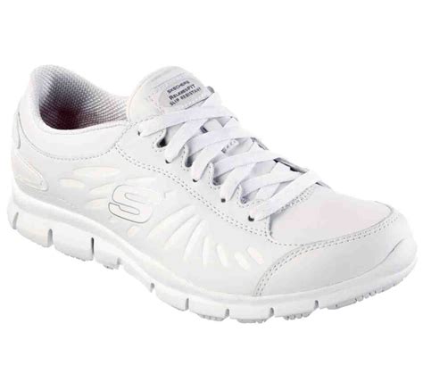 All White Nursing Tennis Shoes Skechers Work Platform Tennis Shoes