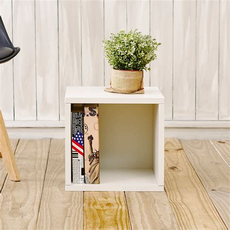 Storage Cubes In White Finish And Stackable Cubby Bookcase Way Basics