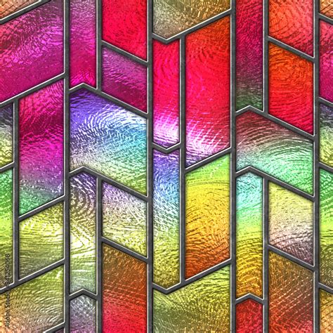 Stained Glass Seamless Texture With Geometric Pattern For Window Colored Glass 3d Illustration