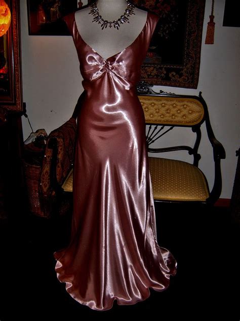 Gilligan Omalley Jean Harlow Dusty Rose Slippery Liquid Satin Nightgown X Large Shiny Dresses