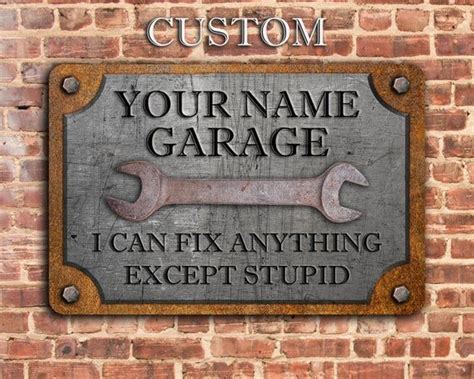 Personalized Steel And Rust Appearance Metal Garage Sign Great T