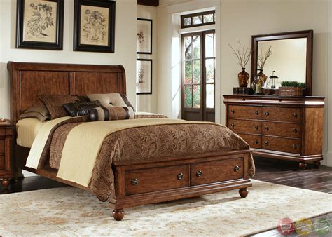 Rustic Traditions Cherry Storage Bedroom Furniture Set