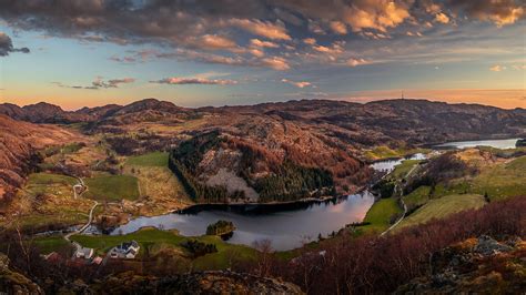 Photo Norway Rogaland Nature Hill Fields Scenery Rivers 2560x1440