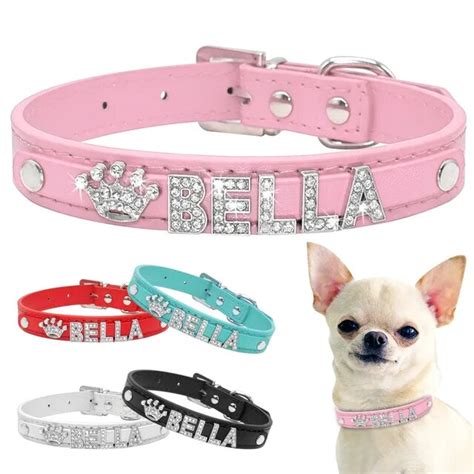 Bling Rhinestone Puppy Dog Collars Personalized Small Dogs Chihuahua