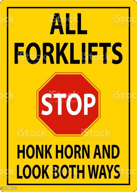 Honk Horn And Look Both Ways Sign On White Background Stock