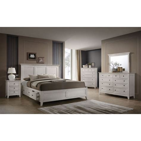 Classic rustic whitewash 4 piece queen bedroom set. Casual Classic Rustic White 6 Piece Queen Bedroom Set - St ...