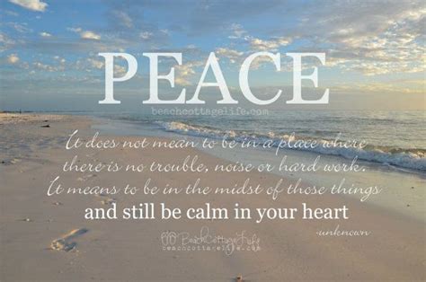Peace Calm In Your Heart Motivational Quote Sunset Coastal Etsy