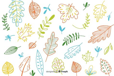 Free Vector Colorful Hand Drawn Leaves Background