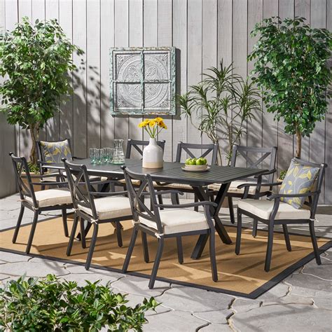 Black Metal Outdoor Dining Table Set Crosley Sedona 42 Round Metal