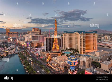 Las Vegas Strip Skyline At Sunset Stock Photo Alamy