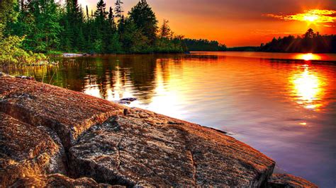 Lake Woods Beauty Sunset Peaceful Sun Beautiful Splendor
