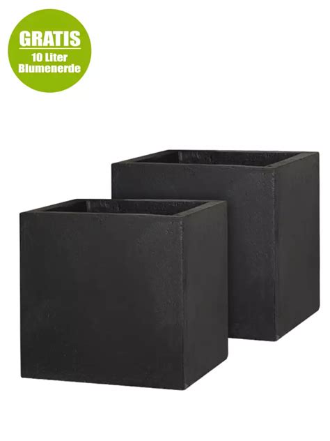 Fiberglas Pflanzk Bel Set Cube In Anthrazit X X Cm