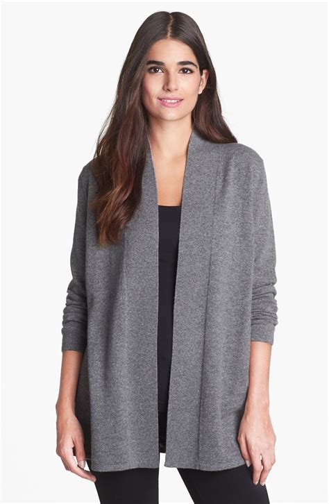 Nordstrom Collection Open Front Cashmere Cardigan In Gray Grey Magma